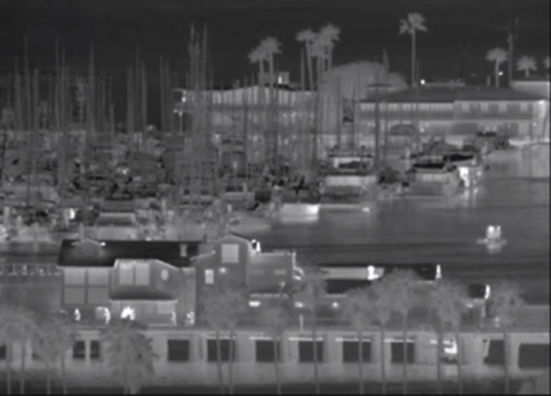 Image from a thermal camera illustrating the ability to discriminate between objects in the foreground and background based on their temperature differences