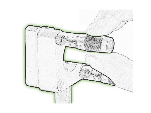 Diagram of a mirror mount with micrometer head adjustments