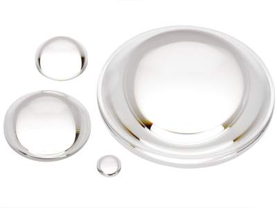 condenser lenses with aspheric lens surface to reduce spherical aberration