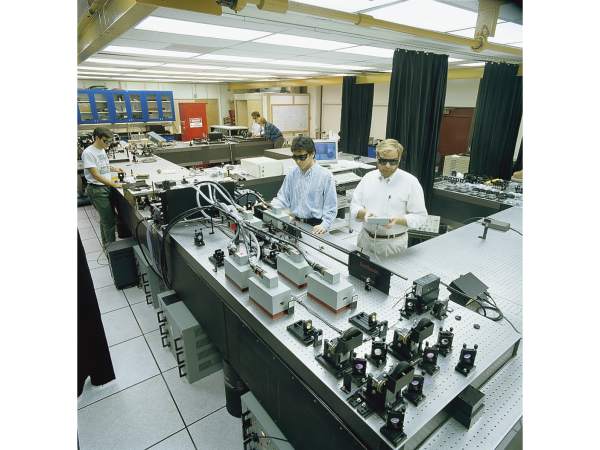 Modular table system, shown during construction of the high-energy laser system at the University of California