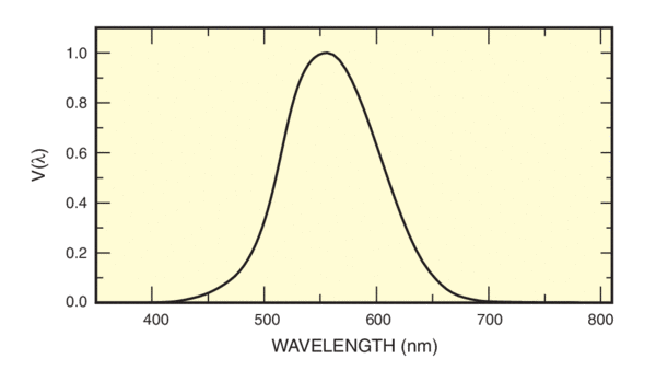 The normalized response of the “standard” light adapted eye